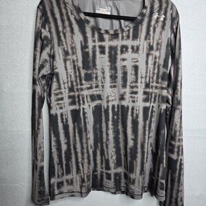 Under Armour Women's XL Fitted Gray Tie Dye Heat Gear Long Sleeve Shirt